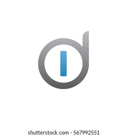 initial letter logo di, id, i inside d rounded lowercase blue gray
