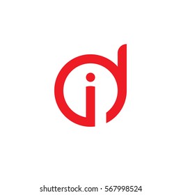 initial letter logo di, id, i inside d rounded lowercase red flat