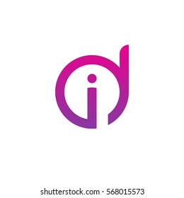 initial letter logo di, id, i inside d rounded lowercase purple pink