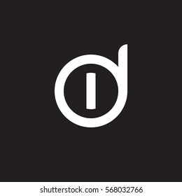 initial letter logo di, id, i inside d rounded lowercase white black background