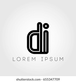 initial letter logo di outline lowercase black logotype