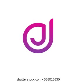 initial letter logo dj, jd, j inside d rounded lowercase purple pink