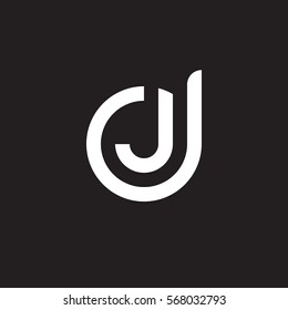 initial letter logo dj, jd, j inside d rounded lowercase white black background