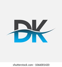 initial letter logo DK company name blue and black color swoosh design. vector logotype for business and company identity.