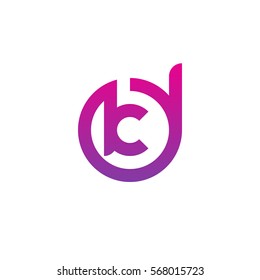 initial letter logo dk, kd, k inside d rounded lowercase purple pink
