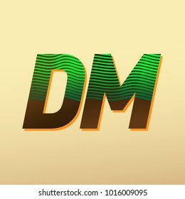 initial letter logo DM colored green and brown with striped composition, Vector logo design template elements for your business or company identity