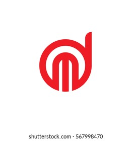 initial letter logo dm, md, m inside d rounded lowercase red flat