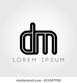 initial letter logo dm outline lowercase black logotype