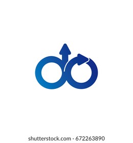 initial letter logo do, od, d, o, arrow rounded lowercase blue