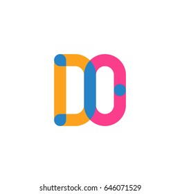 Initial letter logo DO overlapping round line, yellow blue magenta