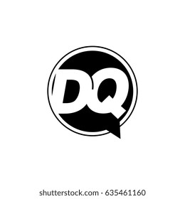 Initial letter logo dq inside speech bubble black