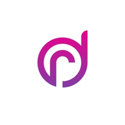 Initial Letter Logo Dr, Rd, R Inside D Rounded Lowercase Purple Pink