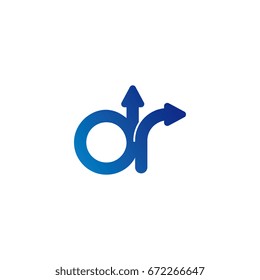 initial letter logo dr, rd, d, r, arrow rounded lowercase blue