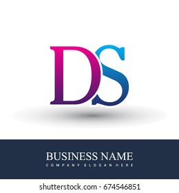 initial letter logo DS colored red and blue, Vector logo design template elements for your business or company identity