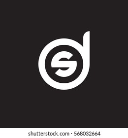 initial letter logo ds, sd, s inside d rounded lowercase white black background