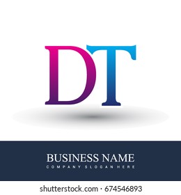 initial letter logo DT colored red and blue, Vector logo design template elements for your business or company identity