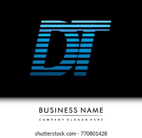 initial letter logo DT colored blue with striped compotition, Vector logo design template elements for your business or company identity
