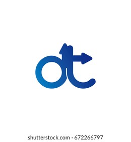initial letter logo dt, td, d, t, arrow rounded lowercase blue