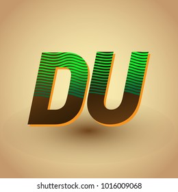 initial letter logo DU colored green and brown with striped composition, Vector logo design template elements for your business or company identity