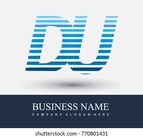 initial letter logo DU colored blue with striped compotition, Vector logo design template elements for your business or company identity
