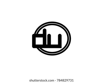 Initial letter logo du lowercase in a black oval circle