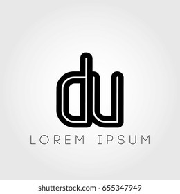 initial letter logo du outline lowercase black logotype