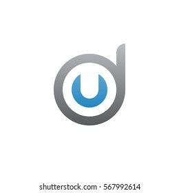 initial letter logo du, ud, u inside d rounded lowercase blue gray