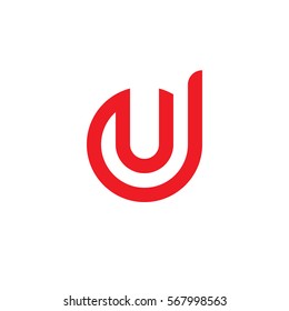 initial letter logo du, ud, u inside d rounded lowercase red flat