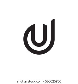 initial letter logo du, ud, u inside d rounded lowercase black monogram