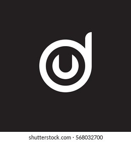 initial letter logo du, ud, u inside d rounded lowercase white black background