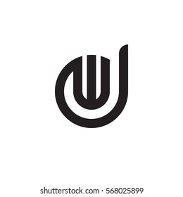 initial letter logo dw, wd, w inside d rounded lowercase black monogram