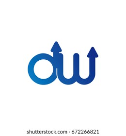 initial letter logo dw, wd, d, w, arrow rounded lowercase blue