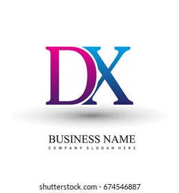 initial letter logo DX colored red and blue, Vector logo design template elements for your business or company identity