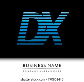 initial letter logo DX colored blue with striped compotition, Vector logo design template elements for your business or company identity
