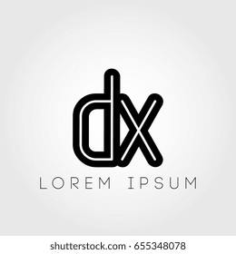 initial letter logo dx outline lowercase black logotype