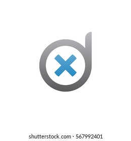 initial letter logo dx, xd, x inside d rounded lowercase blue gray