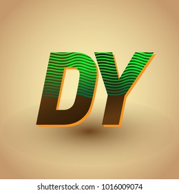 initial letter logo DY colored green and brown with striped composition, Vector logo design template elements for your business or company identity