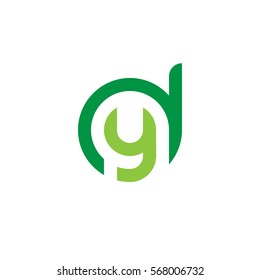 initial letter logo dy, yd, y inside d rounded lowercase green flat