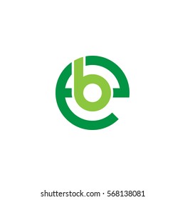 initial letter logo eb, be, b inside e rounded lowercase green flat