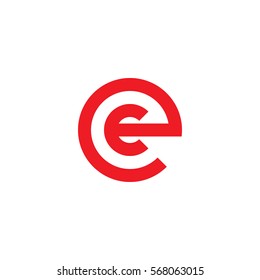 initial letter logo ec, ce, c inside e rounded lowercase red flat