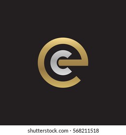 initial letter logo ec, ce, c inside e rounded lowercase logo gold silver