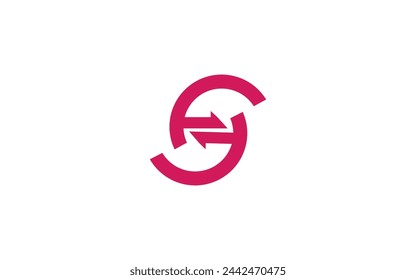 initial letter logo ee, e inside e rounded lowercase red flat