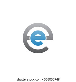 initial letter logo ee, e inside e rounded lowercase blue gray