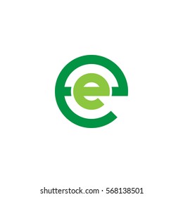initial letter logo ee, e inside e rounded lowercase green flat
