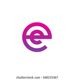 initial letter logo ee, e inside e rounded lowercase purple pink