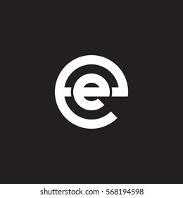 initial letter logo ee, e inside e rounded lowercase white black background