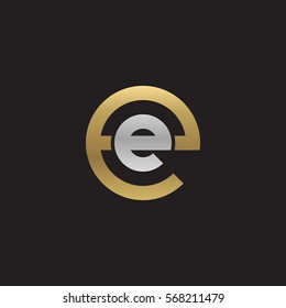 initial letter logo ee, e inside e rounded lowercase logo gold silver