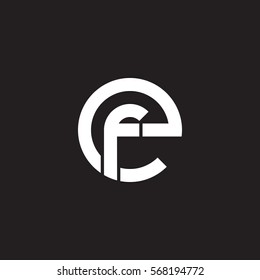 initial letter logo ef, fe, f inside e rounded lowercase white black background