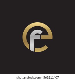 initial letter logo ef, fe, f inside e rounded lowercase logo gold silver