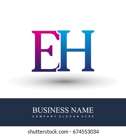 initial letter logo EH colored red and blue, Vector logo design template elements for your business or company identity